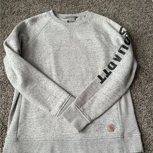 Carhartt Gray Crewneck Sweatshirt with Black Sleeve Logo